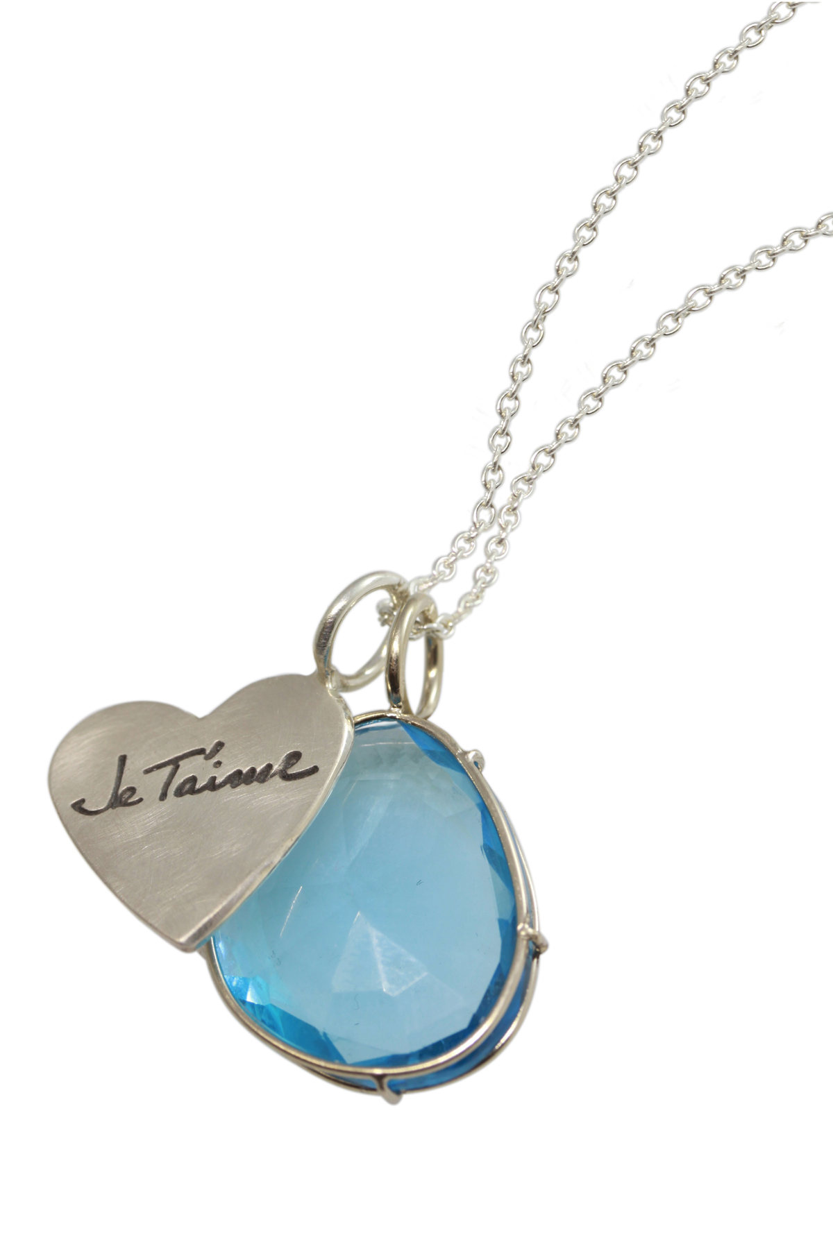 HEATHER B MOORE blue topaz and silver heart necklace