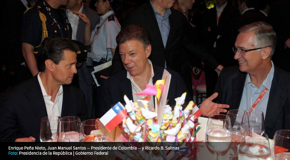 Enrique Pena Nieto, Juan Manuel Santos and Ricardo Salinas Pliego