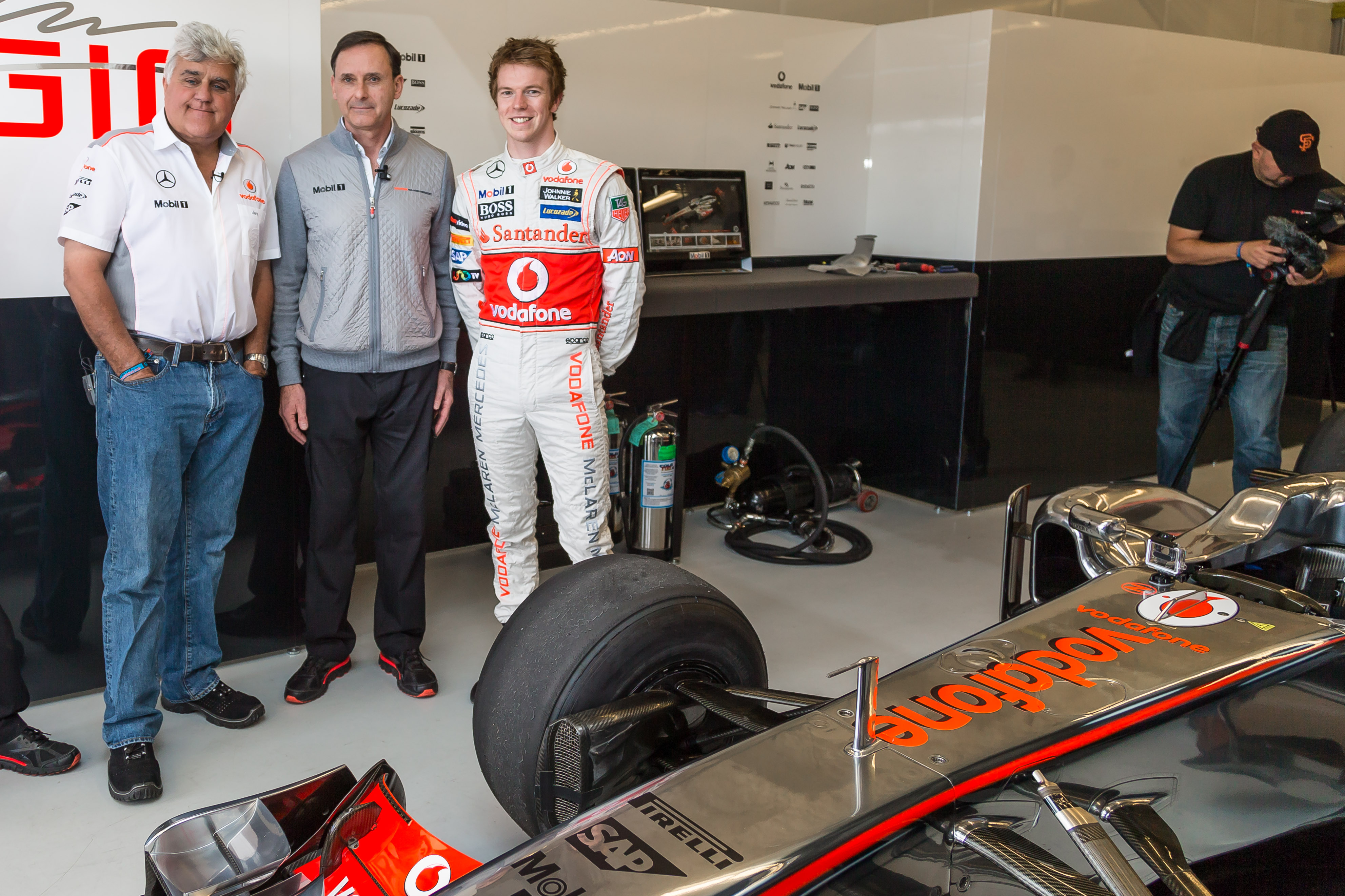 Jay Leno, Bruce Crawley and Oliver Turvey