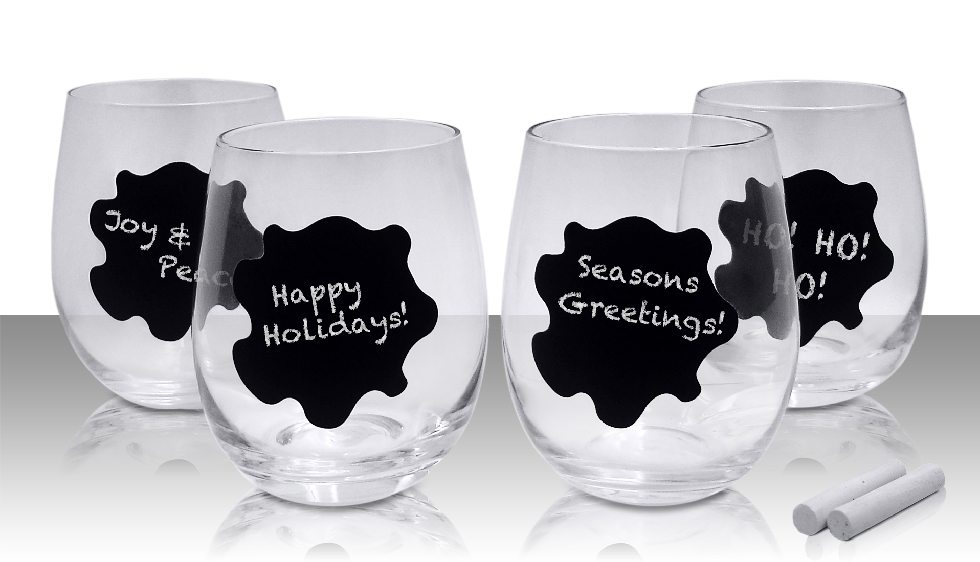 Epicureanist Stemless Chalkboard Wine Glasses