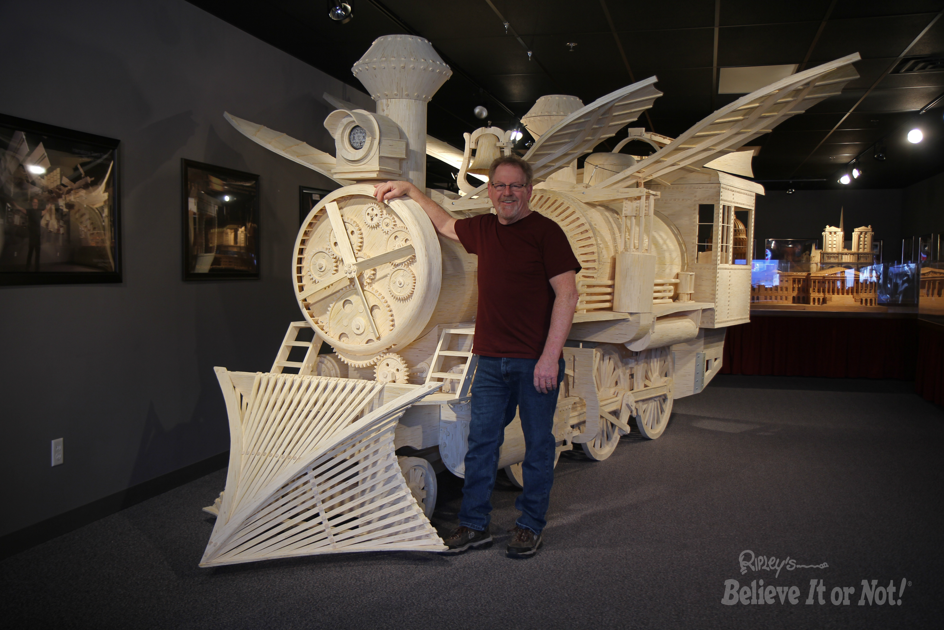 Artist Pat Acton with Plane Loco