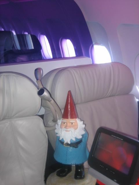 Travelocity's Roaming Gnome on Virgin America