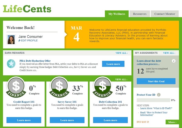 LifeCents website screenshot 