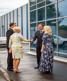President of Latvia Raimonds Vejonis with his wife Iveta Vējone and owners of Baltic Dairy Board Kaspars and Ilona Kazāki.