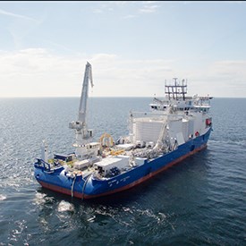 NKT Victoria – the state-of-the-art cable laying vessel – will carry out the repair of the Skagerrak 2 offshore cable. Photo: NKT